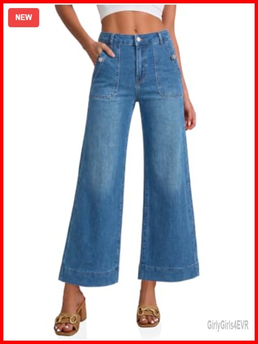 High Waist Baggy Cropped Flare Wide Leg Jeans